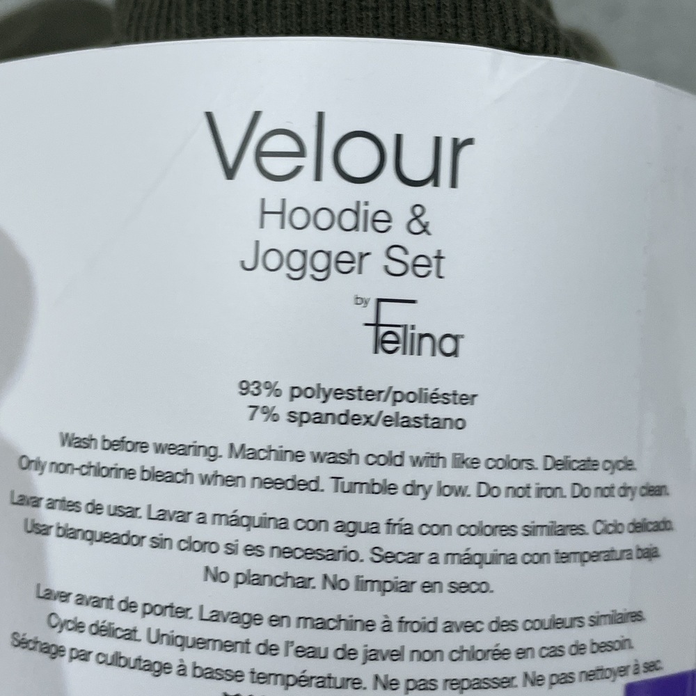 Felina Women's XS Velour Hoodie Jogger Set Black e0065 - Picture 4 of 6